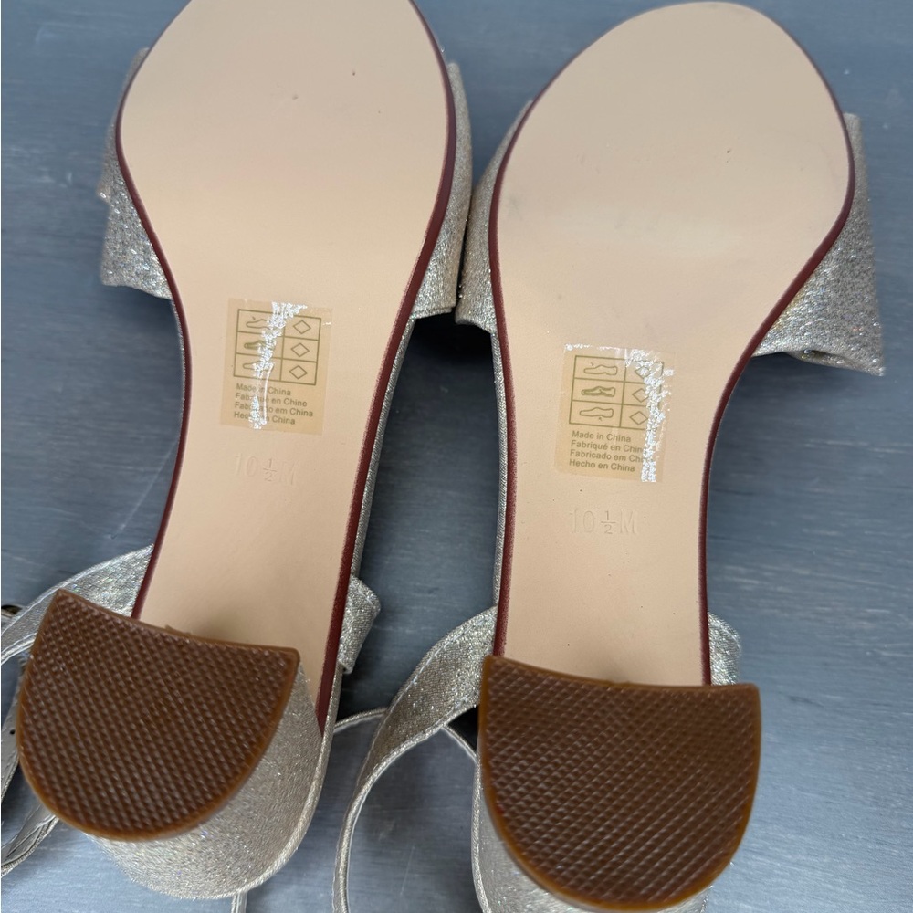 Touch Ups Benjamin Walk Champagne Sparkle Sandals Sling Back Open Toe Sz 10.5 - Picture 10 of 11